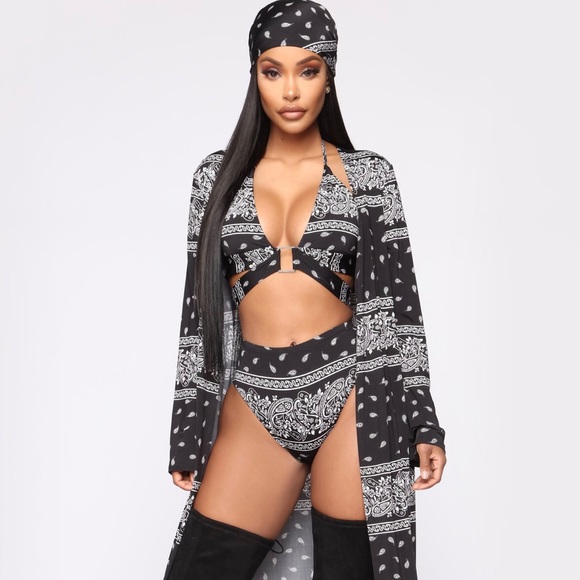 red bandana swimsuit fashion nova